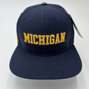 Michigan Wolverines Pro‎ Standard Hat Navy Adjustable Cap Wool Acrylic Leather